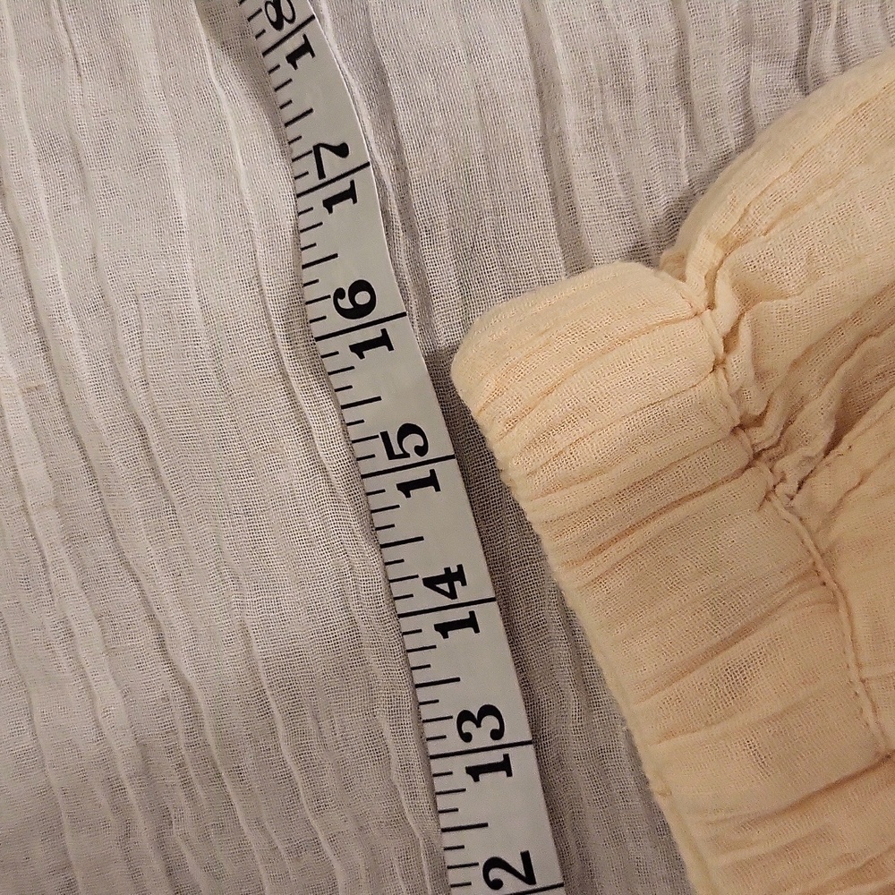 Free People Large Beige Wide-Leg Cargo Pants Boho Elastic Waist - Picture 8 of 13